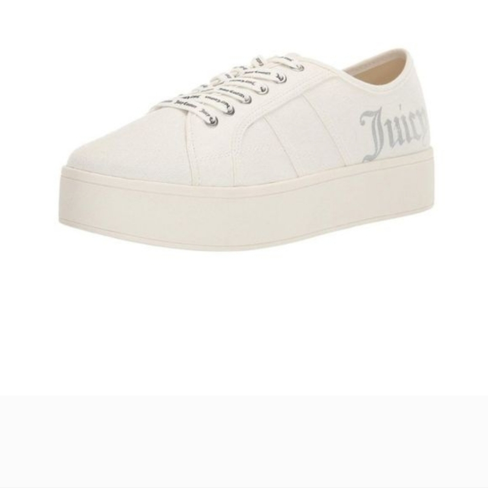 Juicy Couture Women Sneaker size 8.5 Cream Platform Lace Up Shoes New In Box